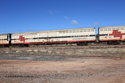 160522 2256
Parkeston, SCT train 6MP9 operating from Melbourne to Perth, ABSY type ABSY 2455 covered van, originally built by Mechanical Handling Ltd SA in 1971 for Commonwealth Railways as VFX type recoded to ABFX and then RBFX to SCT as ABFY before being converted by Gemco WA to ABSY type in 2004/05.
Keywords: ABSY-type;ABSY2455;Mechanical-Handling-Ltd-SA;VFX-type;ABFX-type;RBFY-type;ABFY-type;