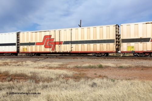 160523 2875
Parkeston, SCT train 7GP1 which operates from Parkes NSW (Goobang Junction) to Perth, PBHY type covered van PBHY 0036 Greater Freighter, one of a second batch of thirty units built by Gemco WA without the Greater Freighter signage.
Keywords: PBHY-type;PBHY0038;Gemco-WA;