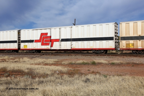 160523 2876
Parkeston, SCT train 7GP1 which operates from Parkes NSW (Goobang Junction) to Perth, PBHY type covered van PBHY 0094 Greater Freighter, built by CSR Meishan Rolling Stock Co China in 2014 without the Greater Freighter signage.
Keywords: PBHY-type;PBHY0094;CSR-Meishan-China;