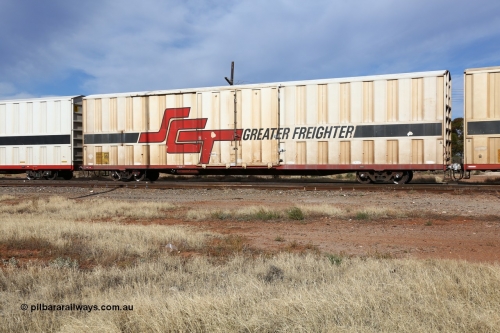 160523 2881
Parkeston, SCT train 7GP1 which operates from Parkes NSW (Goobang Junction) to Perth, PBHY type covered van PBHY 0004 Greater Freighter, one of thirty five units built by Gemco WA in 2005.
Keywords: PBHY-type;PBHY0004;Gemco-WA;