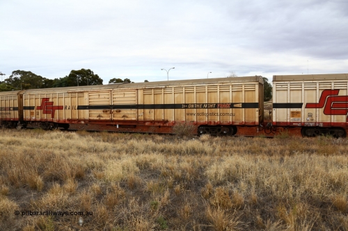 160524 3679
Kalgoorlie, SCT train 2PM9 operating from Perth to Melbourne, ABSY type ABSY 2485 covered van, originally built by Mechanical Handling Ltd SA in 1972 for Commonwealth Railways as VFX type recoded to ABFX and then RBFX to SCT as ABFY before being converted by Gemco WA to ABSY type in 2004/05.
Keywords: ABSY-type;ABSY2485;Mechanical-Handling-Ltd-SA;VFX-type;ABFY-type;