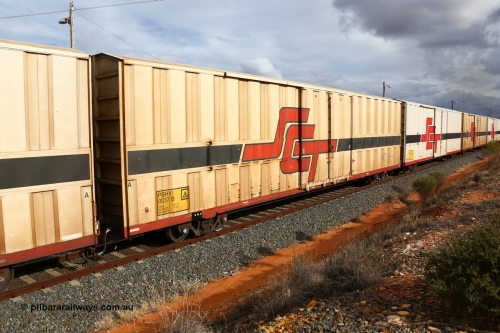 160526 5297
West Kalgoorlie, SCT train 3MP9 operating from Melbourne to Perth, PBHY type covered van PBHY 0037 Greater Freighter, one of a second batch of thirty units built by Gemco WA without the Greater Freighter signage.
Keywords: PBHY-type;PBHY0037;Gemco-WA;
