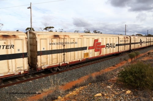 160526 5337
West Kalgoorlie, SCT train 3MP9 operating from Melbourne to Perth, PBGY type covered van PBGY 0152 Multi-Freighter, one of eighty units built by Gemco WA, with Independent Brake signage.
Keywords: PBGY-type;PBGY0152;Gemco-WA;