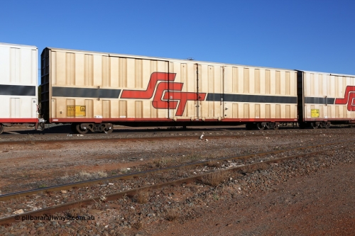 160530 9102
Parkeston, SCT train 1PM9 operates mostly empty from Perth to Melbourne, PBHY type covered van PBHY 0051 Greater Freighter, one of a second batch of thirty units built by Gemco WA without the Greater Freighter signage.
Keywords: PBHY-type;PBHY0051;Gemco-WA;