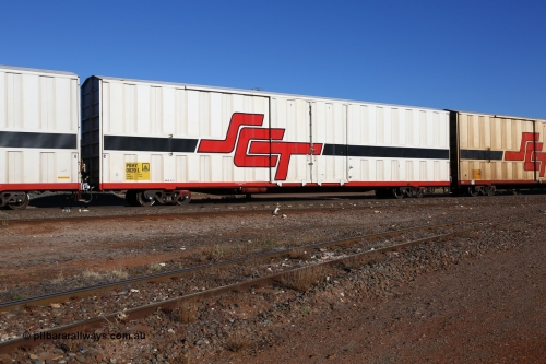 160530 9105
Parkeston, SCT train 1PM9 operates mostly empty from Perth to Melbourne, PBHY type covered van PBHY 0029 Greater Freighter, one of thirty five units built by Gemco WA in 2005 without the Greater Freighter signage.
Keywords: PBHY-type;PBHY0029;Gemco-WA;
