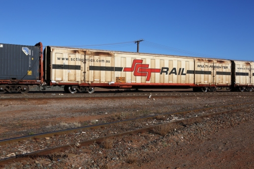 160530 9119
Parkeston, SCT train 1PM9 operates mostly empty from Perth to Melbourne, PBGY type covered van PBGY 0075 Multi-Freighter, one of eighty two waggons built by Queensland Rail Redbank Workshops in 2005.
Keywords: PBGY-type;PBGY0075;Qld-Rail-Redbank-WS;