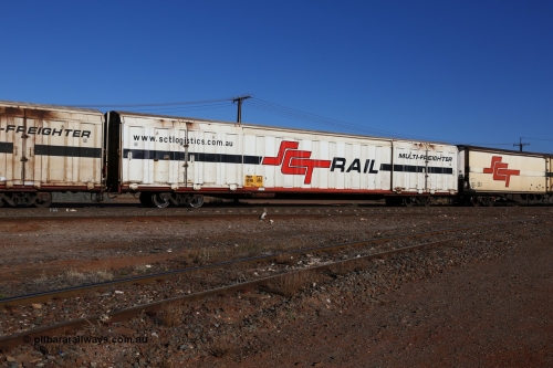 160530 9125
Parkeston, SCT train 1PM9 operates mostly empty from Perth to Melbourne, PBGY type covered van PBGY 0019 Multi-Freighter, one of eighty two waggons built by Queensland Rail Redbank Workshops in 2005.
Keywords: PBGY-type;PBGY0019;Qld-Rail-Redbank-WS;