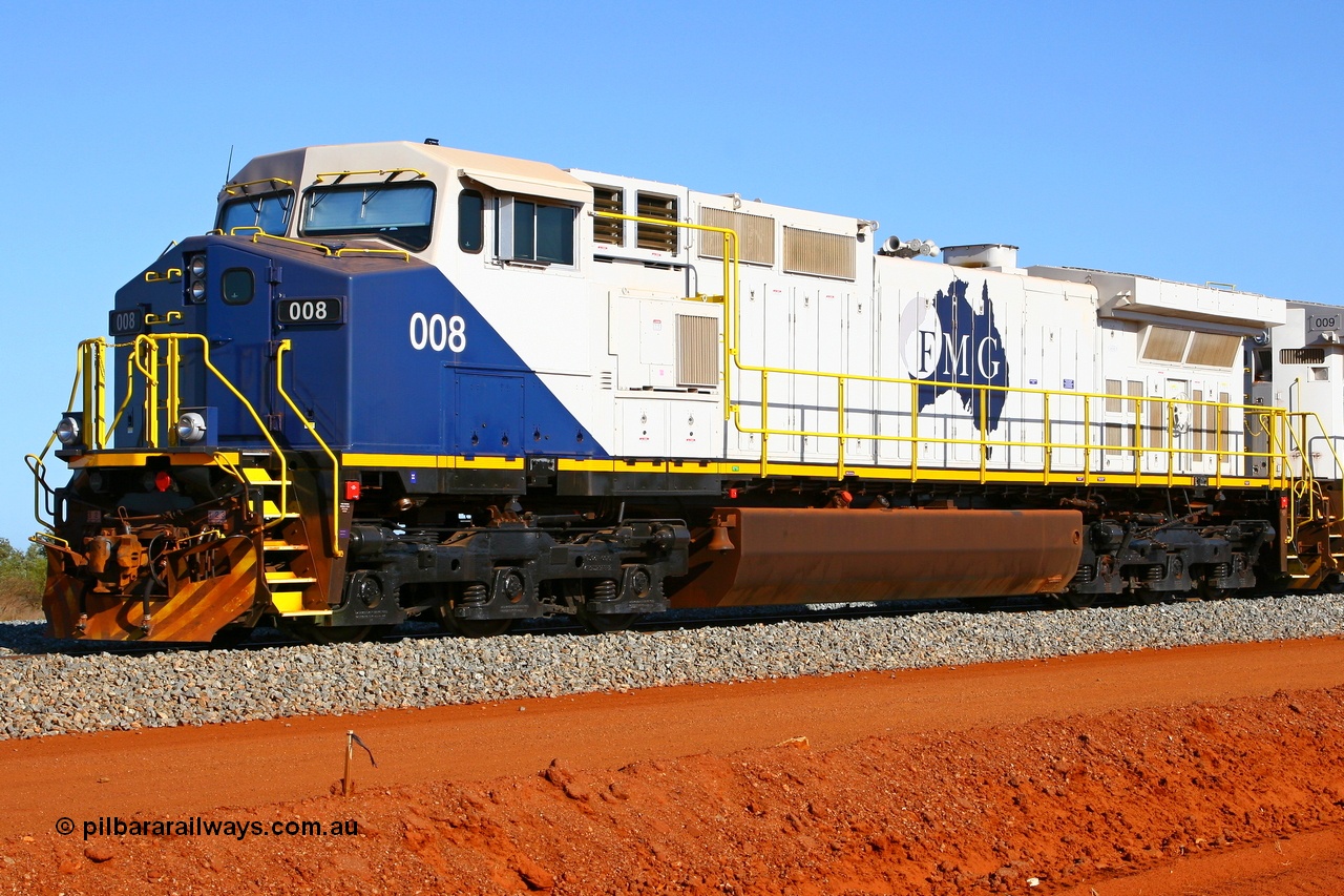 080120 1491r
Rowley Yard, FMG's General Electric built Dash 9-44CW DC locomotive 008 serial 58185. These units were some of the last of this model built by GE. 20th January 2008.
Keywords: FMG-008;GE;Dash-9-44CW;58185;