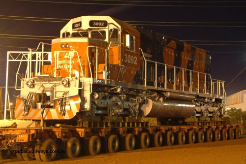 040807 185900r
Nelson Point BHP Billiton EMD SD40R unit 3093 serial 31498 originally Southern Pacific SD40 SP 8417 waits on a road float to be lifted onto rails the following day 7th August 2004.
Keywords: 3092;EMD;SD40R;31498/7861-8;SD40;SP8417;